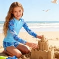 thumbnail image 3 of Aideaone 2 Piece Girls Rash Guard Set Long Sleeve Swimsuit with Shorts UPF 50+ Bathing Suits for Girls 7-12 Years, 3 of 5