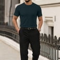 thumbnail image 5 of Breeze Shirts for Men Beer Belly Short Sleeve Textured Work Shirts Crew Neck Tretchy Quick Dry Soft Top, L, 5 of 7