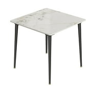 Wisfor Sintered Stone Dining Table Kitchen Dinette Table ,Sturdy Metal Legs,31.5in,White&Emerald