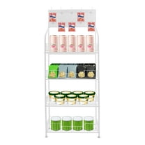 Wildnix White 4-Tier Retail Display Rack with Adjustable Hooks,   Wheels, Elevated Guardrails and Raised Bottom for Efficient Storage