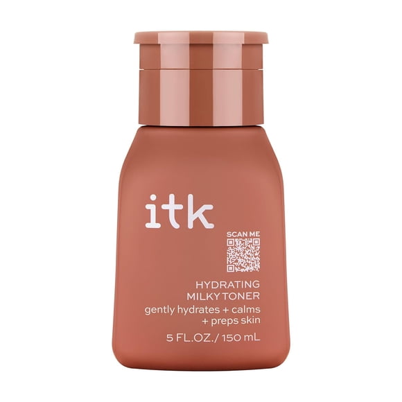 ITK Tónico facial lechoso con ácido hialurónico hidratante para piel seca + enrojecimiento con té verde + escualano - Tono de preparación + Piel tranquila para mujeres - Tónico facial hidratante vegan