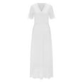 thumbnail image 4 of Robe Maxi de Mariage en Dentelle Brodée Florale à Col en V pour Femmes 2023, Manches Courtes, Fendue, Style Bohème, Soirée, Demoiselle d'Honneur, 4 of 6