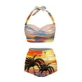 thumbnail image 3 of Renewold Summer Women Swimsuits Tankini Sets Size L Coconut Tree Sea Sunset Bikinis Lightweight Neck-Tied Bathing Suit 2 Pack Tummy Control Push Up Beachwear, 3 of 6