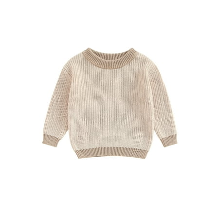 

Baby Knit Sweaters Long Sleeve Round Neck Contrast Color Pullover