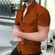 thumbnail image 5 of Camisa de manga corta con cuello en V para hombre, con estampado de Halloween, informal, con estampado de blusa Pompotops oipoqjl45903, 5 of 7