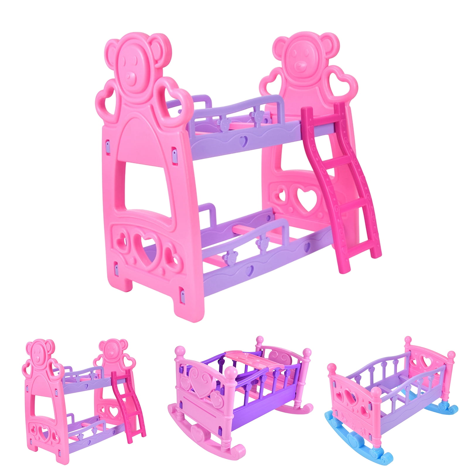 Chicmine Kids Play Pretend Toy Mini Doll House Furniture Bunk Bed