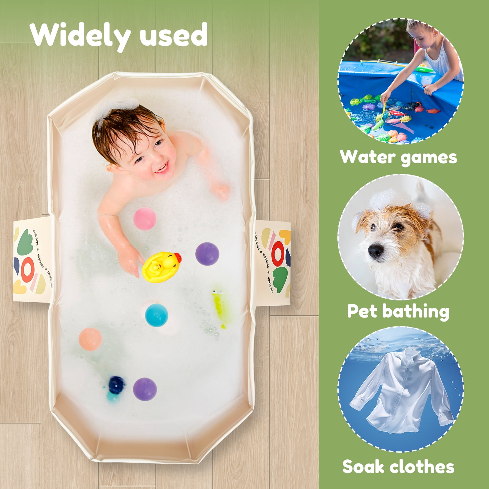 LINFANG PVC Foldable Baby Bath for Kid Pet Space Saving Toddler Infant Bathtub Sturdy Baby Tub for Newborn Home Laundry Use