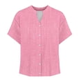 thumbnail image 4 of Camisetas Casuales de Manga Corta con Cuello en V Impreso Botón de Verano Suelto Y de Moda, 4 of 5
