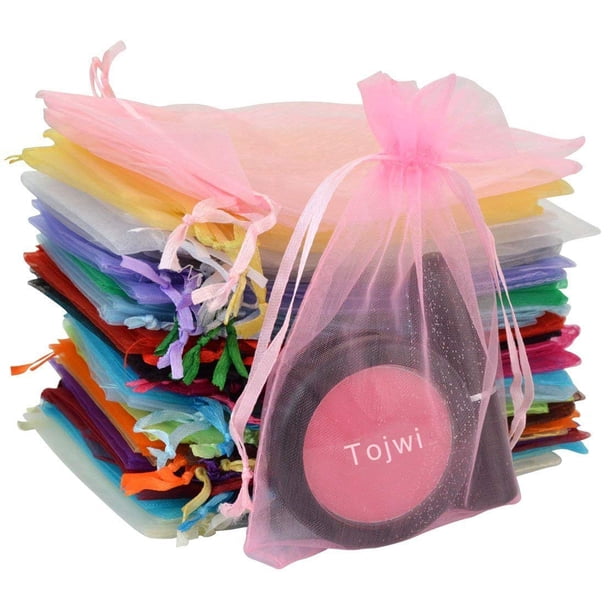 Tojwi 50 Bolsas De Organza, Colores Mezclados, 9 X 11 Cm, Bolsa De Organza Con Cordón De Satén, Bolsa De Regalo Para Fiesta De Boda, Bolsas Para Relojes Y Joyas