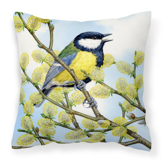 Carolines Treasures ASAD0777PW1818 Eurasian Blue Tit by Sarah Adams Canvas Decorative Pillow 18H x18W multicolor