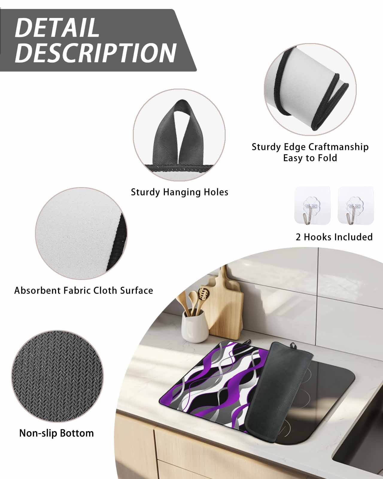 Stove Top Covers for Electric Stove, Purple Stripe Glass Stovetop Cover Protector, Black Grey White Gradient Striped Geometric Induction Cooktop Protector Oven Mat for Kitchen Countertop 31"x24"
