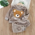thumbnail image 1 of Conjunto de pijamas navideños de invierno para niños, ropa de dormir de 2 piezas con patrón de dibujos animados de felpa, ropa de dormir cálida con oso y cocodrilo de 1 a 3 años, 1 of 4