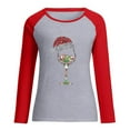 thumbnail image 4 of HKEJIAOI T-Shirt Femme Manches Longues Col Rond Imprimé Verre de Vin de Noël Quotidien, 4 of 6