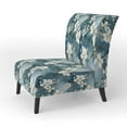 thumbnail image 3 of Designart "Marbled Pattern With Magnolias Vein In White And Blue Splendor I" White Marble Upholstered Accent Chair - Glam Arm Chair For Bedroom, 3 of 5