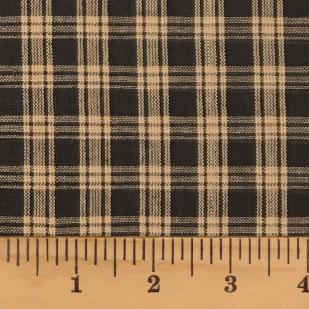 Primitive Black 4 Plaid Homespun Cotton Fabric Sold by the Yard JCS