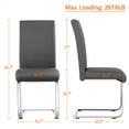 thumbnail image 3 of Alden Design Modern Faux Leather Dining Chair with C-Shaped Metal Legs, Set of 2, Gray, 3 of 8