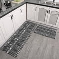 thumbnail image 2 of Black Geometric Striped Pattern Kitchen Rugs Sets Of 2,Anti Fatigue Kitchen Mat Rugs Non Slip Washable,Decorative Kitchen Floor Mats for Kitchen,Sink,Laundry,17"x30"+17"x47", 2 of 7