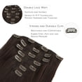 thumbnail image 3 of Hotbanana Clip in Hair Extensions Dark Brown Real Remy Human Hair Weave Double Weft Full Head 14-24 inch 7pcs 120g, 3 of 5