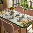 thumbnail image 3 of Happy Easter Table Cloths for 5 Foot Rectangle Tables, Rabbit Eggs Spring Mushrooms Botanical Green Plaid Patio Waterproof Elastic Fitted Tablecloths, Washable Rectangular Table Cover for Camping, 3 of 8
