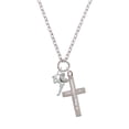 thumbnail image 2 of Delight Jewelry Silvertone Small Fairy with Clear Wings Be Strong and Courageous Engraved Cross Zoey Necklace, 28", 2 of 4