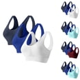 thumbnail image 2 of Bosfbaoi Sports Bras for Women 3PC Solid Color Plus Size Sports Bras Thin Mesh Breathable Underwear Seamless Wirefree Underwear with Removable Pads, 2 of 3