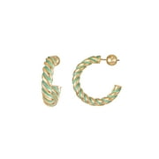 Seren Jewelry Green Twist Goldtone Hoop Earrings