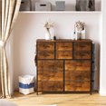 thumbnail image 6 of Jojoka 12-Drawer Dresser for Bedroom, Fabric Storage Organizer With Wood Top, Side Pockets & Hooks Cabinet for Living Room, Entryway, Nursery, Retro Brown, 6 of 8