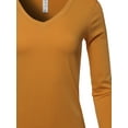 thumbnail image 4 of A2Y Women's Basic Solid Soft Cotton Long Sleeve V-neck Top T-shirt Desert Mustard XL, 4 of 6