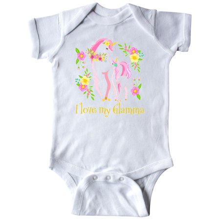 

Inktastic I Love My Glamma Unicorn with Pink and Yellow Flowers Gift Baby Boy or Baby Girl Bodysuit