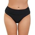 thumbnail image 4 of Quealent Women's Plus Size Solid Color Ruched High Waist Tummy Contol Bikini Bottoms (Black,XL), 4 of 5
