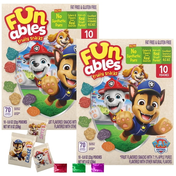 Funables Paw Patrol Fruit Flavored Snacks 20 Pouches Total 2 Box, Made with Real Fruit Puree, Gluten Free Chewy Snack for Party Lunch Travel Stuffers with Snoep in Beperkte Oplage