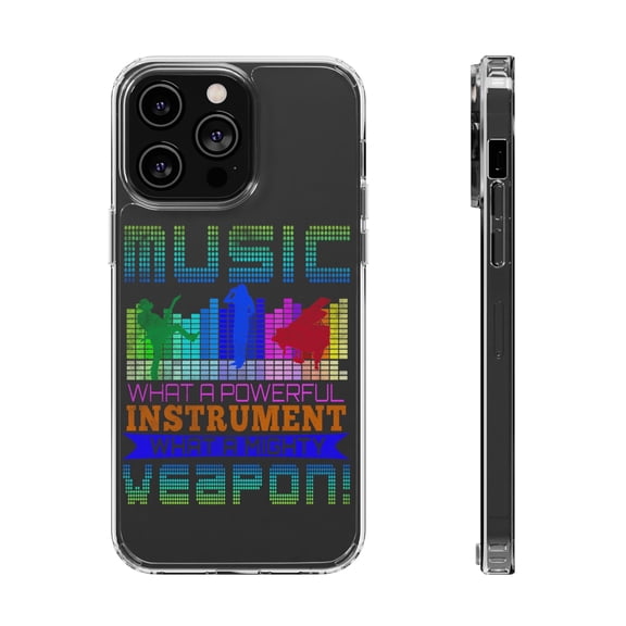 DistinctInk Clear Case for Apple iPhone 15 PRO (6.1" Screen) - Music Is Powerful Instrument