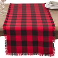 thumbnail image 1 of SARO 16 x 72 in. Chemin de Coton Rectangle avec Plaid en Buffle &amp; Franges Design Rouge, 1 of 1