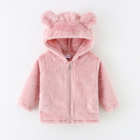 

PatPat Unisex Toddler Bear Ear Zipper Fleece Jacket Winter Warm Hooded Outerwear Coat Kids Sweatshirt Boys Girls Sherpa Fuzzy Outwear 1-6T