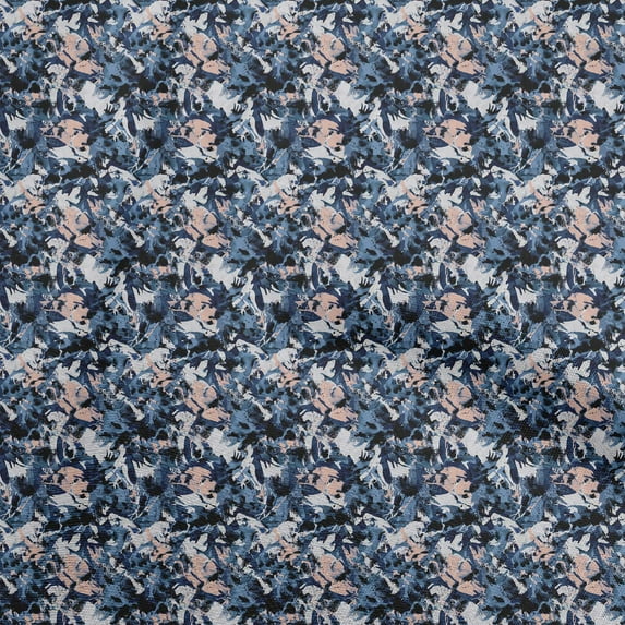 oneOone Silk Tabby Medium Blue Fabric Abstract Sewing Material Print Fabric By The Yard 42 Inch Wide