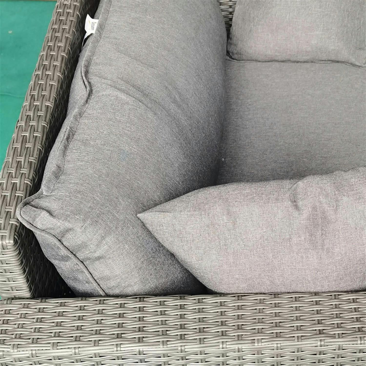 Demi Bonn Outdoor Wicker Loveseat, Patio Sofa with 2 Seats PE Rattan, 2 Throw Pillows Included, Comfortable Couch Set for Garden, Backyard, Gray