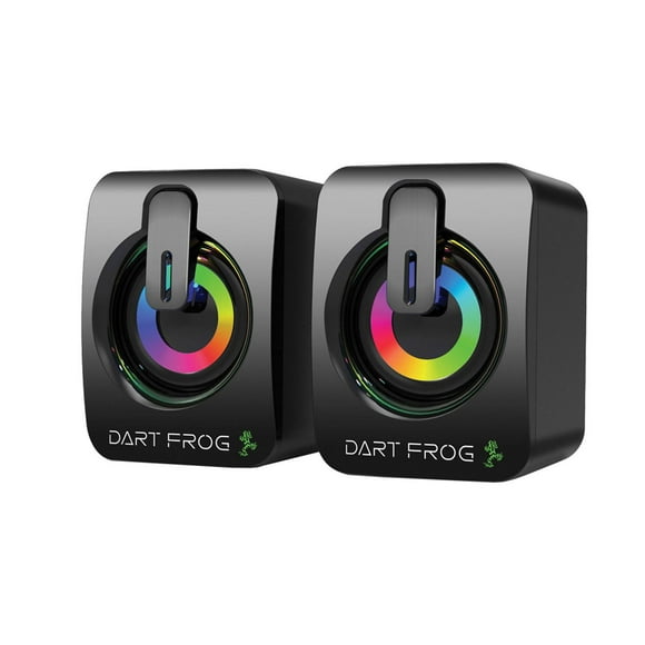 Haut-parleurs pour ordinateur Dart Frog 2.0 canaux avec éclairage RVB double LED – Noir
