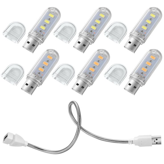 Viveous OSALADI 5 Pcs LED Night Light USB Laptop Keyboard Lamp Night Reading Light Portable Mini Table Lamp for Home Dorm School