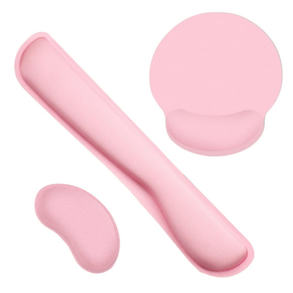 STOBOK 1 Set 3-in-1 Set Keyboard Wrist Rest and Mouse Pad Rubber Pink Back to School