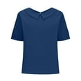 thumbnail image 1 of Chemise Rétro Mode Femme Couleur Unie Ample Décontractée Col Rabattu Manches Courtes T-Shirt Hauts, 1 of 5