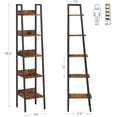 thumbnail image 4 of 5-Tier Narrow Book Shelf, 11.8 x 13.3 x 66.9 Inches, Ladder Shelf for Home Office, Living Room, Bedroom, Kitchen, Rustic Brown and Ink Black, 4 of 6