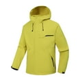 thumbnail image 5 of Fiaer,Womens Oversized Softshell Jackets with Pockets,Ladies Full Zip Waterproof Windbreaker Hooded Tops for Outdoor Activity Hiking Travel Yellow XL, 5 of 6