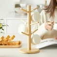 thumbnail image 2 of Bamboo Coffee Mug Tree,Mug Rack, Coffee Cup Holder for Countertop, Wooden Coffee Cup Holder Stand, Coffee Mug Holder with 6 Hooks, 2 of 8