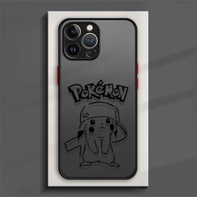 Cartoon Pikachu Phone Case For iPhone 15 14 11 Pro Max 13 12 Mini XR X SE 7 8 6 6S Plus Hard Matte Shell Protective Cover Fundas F03 For iPhone 7 8