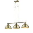 thumbnail image 3 of Golden Duncan 3 Light Linear Pendant, Aged Brass, Seafoam Shades - 3602-3LPAB-SF, 3 of 4
