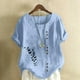 thumbnail image 2 of Camisetas de Manga Corta para las Mujeres Impreso Botón de Manga Corta Camiseta Blusa Poliéster, Ropa Casual Mirar Superior para las Mujeres, 2 of 8