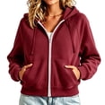 thumbnail image 2 of Hilenly Womens Cropped Zip Up Hoodie Long Sleeve Hooded Sweatshirt Casual Athletic Jacket with Pockets, 2 of 6