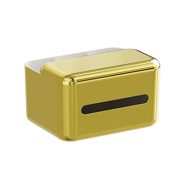 Advancent Estuche de almacenamiento de pañuelos de plástico para baño, sala de estar, soporte de papel para baño, anteojos, caja inferior Almacenamiento y organización del hogar Oro Advancent HA063789-02B