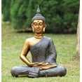 thumbnail image 3 of Thoughtfull Buddha Antique Bronze & Gold Resin Garden Sculpture, 3 of 3
