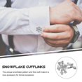 thumbnail image 3 of Jewelry Decoration Snowflake Design Cufflinks for Suit 3Pcs Pair, 3 of 5